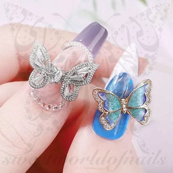 20pcs Crystal Butterfty Nail Art Decoration K9 Pointy Nail Parts 3d Nail  Charms Manicure Accessories Moonlight Ornament Supplies - Rhinestones &  Decorations - AliExpress