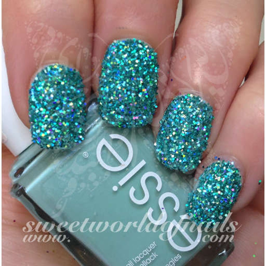 Nail Glitter Light Turquoise Sparkle Glitter Dust Powder Nail - Etsy