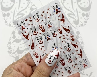 Halloween Nails Sad Clown Nail Art Stickers