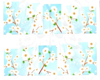 Spring Nails White Sakura Full Nail Wraps