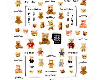 Teddy Bear Nail Art Stickers