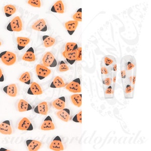 Candy Corn Halloween polymer clay cane Fimo slices