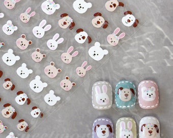 Bunny Dog Nail Art Stickers