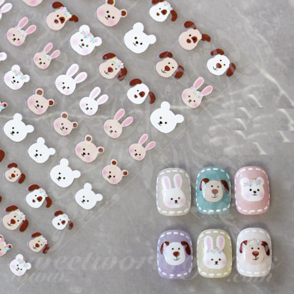 Bunny Dog Nail Art Stickers