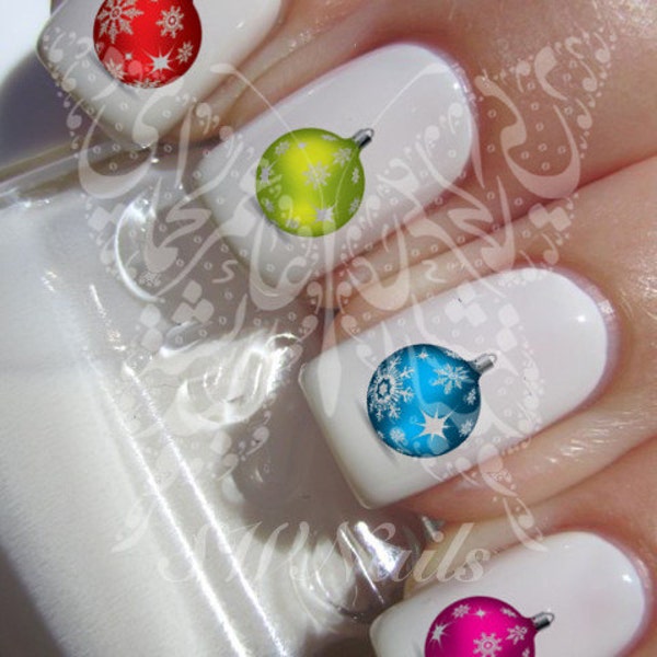 Christmas Xmas Tree Balls Nail Art Water Decals Nail Transfers Wraps