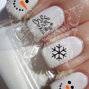 Christmas Xmas Nail Art Snowing Snowflakes Let It Snow Snowman Water Decals Nail Transfers Wraps