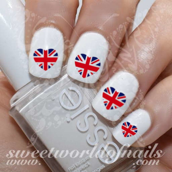 Décalcomanies Union Jack Heart Nail Art Water Transfer