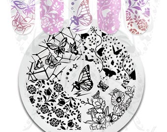 Butterfly Flower Nail Art Stamping Plate