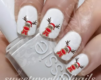 Christmas Nail Art Rudolph The Reindeer Water Decals