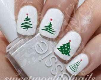 Christmas Tree Nail Art Water Decals Nail Transfers Wraps Etsy