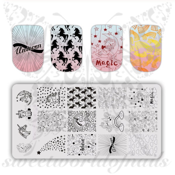 Unicorn Nail Art Stamping Plate