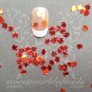Orange Autumn mini Leaves Nail Art Fall Decoration
