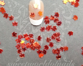 Orange Autumn mini Leaves Nail Art Fall Decoration