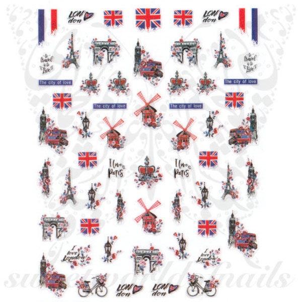 Angleterre Londres Nail Art Stickers