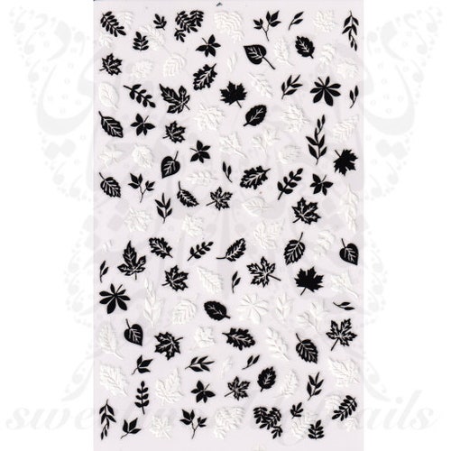 Black Gold Leaves Nail Stickers Etsy