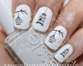 Birdcage Bird Nail Art Nail Water Decals Transfers Wraps