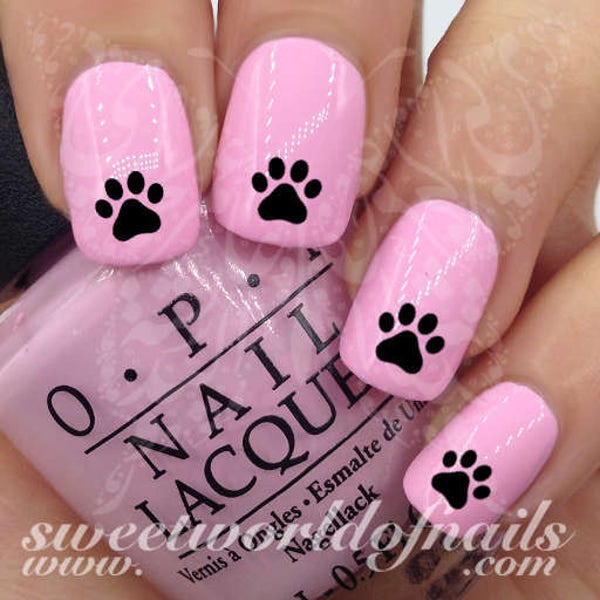 Black Paws Nail Art Nail Water Calcomanías Transfer Wraps