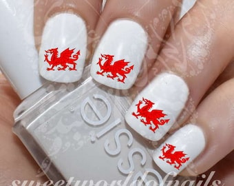 Wales Welsh Dragon Nail water Decals Transfers Wraps