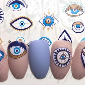 Evil Eye Nail Art: Blue Eye Water Decals