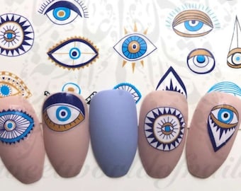 Evil Eye Nail Art: Blue Eye Water Decals