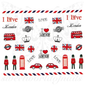 London Love Nails England Nail Stickers