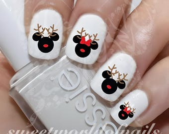 Christmas Nail Art Reindeer Mouse Water Decals
