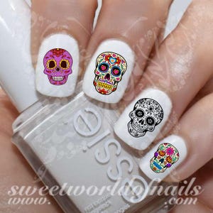 Halloween Nail Art Sugar Skulls Nail Water Decals