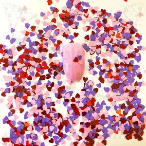 Décoration d'ongles Saint-Valentin Rouge violet Rose Mini coeur confettis
