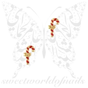 3D Candy Cane Christmas Nail Decoration Charms