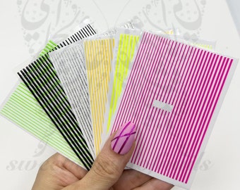 Neon Colorful Lines Nail Art Stickers
