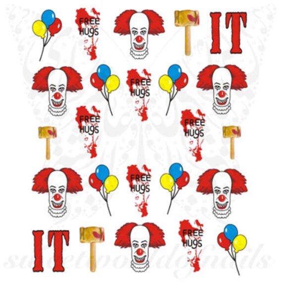 Halloween Nails Scary Clown Free Hugs Water Decals Etsy