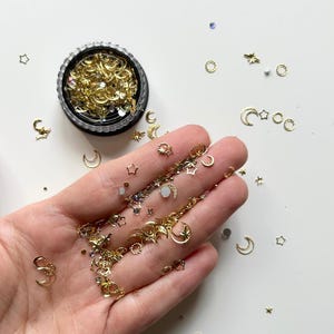 3D Gold Moon Star Nail Art Decoration Mix
