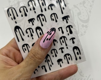 Black Melty Nail Art Stickers