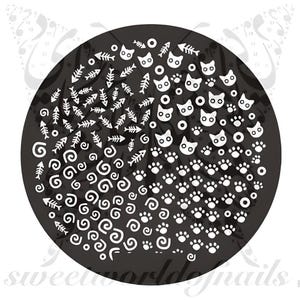 Cat Fish Bones Nail Art Stamping Plate