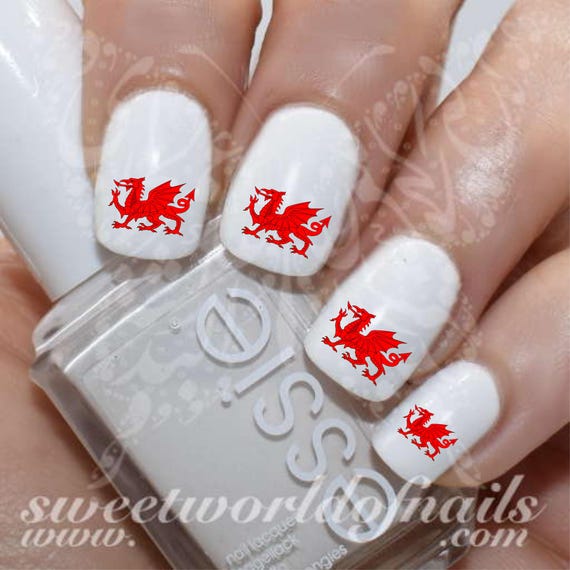 Welsh Dragon Nail water Decals