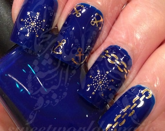 Gold Nail Art Gold Anchor Compass Water decals