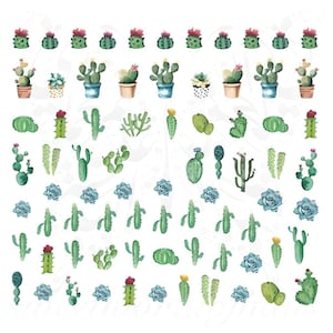 Decalcomanie per unghie con acqua e cactus