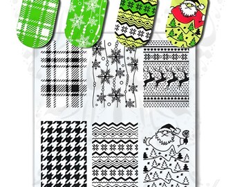 Weihnachtliche Nagelplatte mit Rentier und Schneeflocken