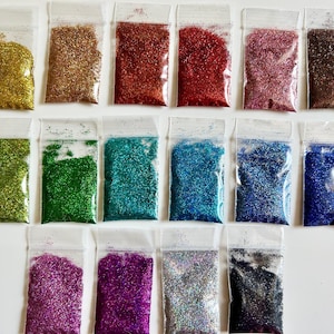 Rainbow holografische glitter 16 kleurenset, 0,4 mm glitter, glitter voor ambacht, cosmetische glitter