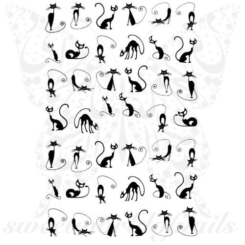 Cat Nail Stickers Etsy