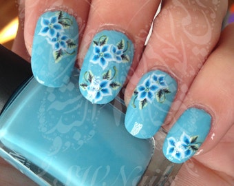Naklejki wodne na paznokcie „Blue Flowers”