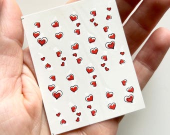 Valentine's Day Nail Art Red Hearts Water Decals