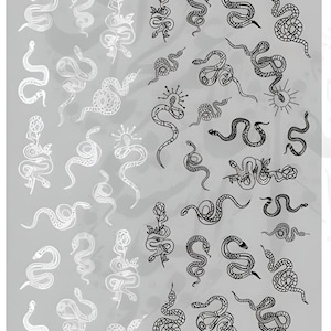 white black Snake Nail Art Stickers