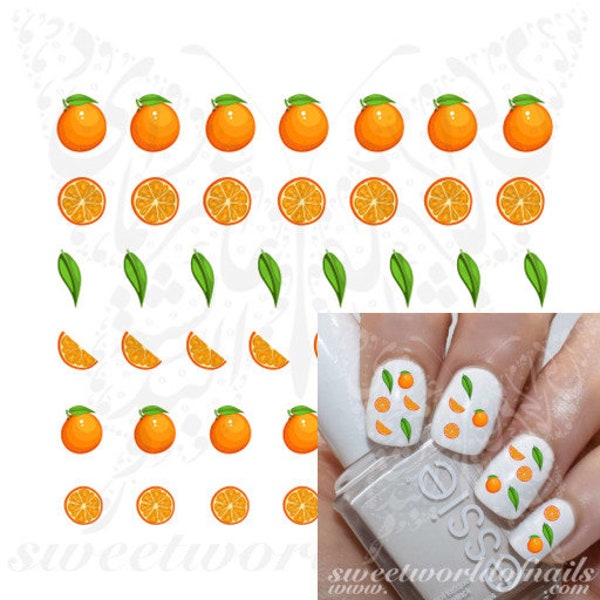 Orange Nail Art Water Decals
