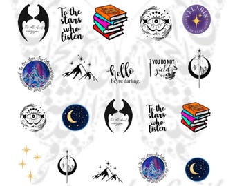 Acotar Nail Art, Velaris water decals, Night Court Nails