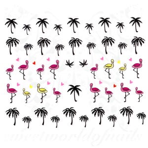 Flamingo Palm Tree Nail Stickers