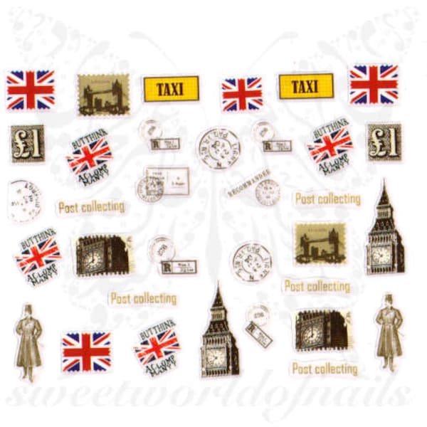 Royaume-Uni Nails Flag Londres Angleterre Nail Stickers