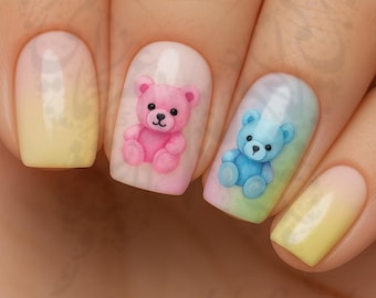 Teddy Bear Nail Art Nail Stickers