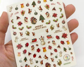 Adesivi per nail art natalizia con pupazzo di neve