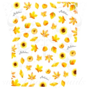 Autumn Nail Art Yellow Leaves Stickers